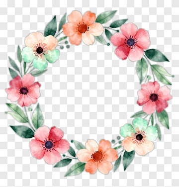 Watercolor Flower Wreath PNG