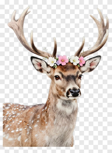 Deer With Flower Crown PNG