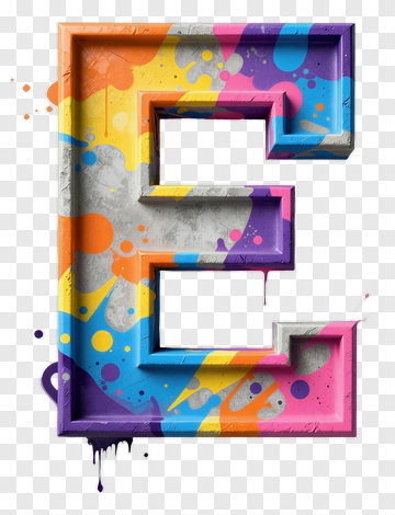 Bold Letter E With Vibrant Paint Splatter PNG