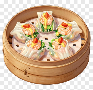 Shrimp Dumplings In Steamer Basket PNG