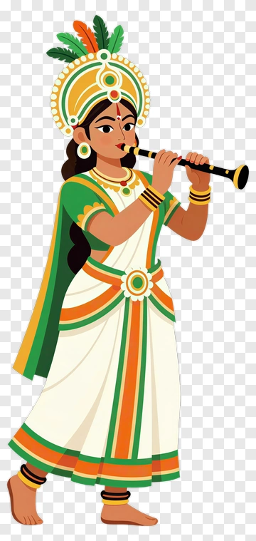 Indian Goddess Playing Flute PNG