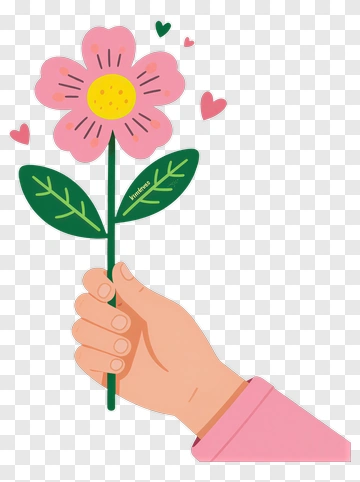 Hand Holding A Pink Flower PNG