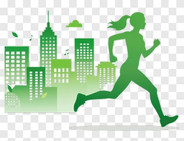 Woman Running Through City PNG