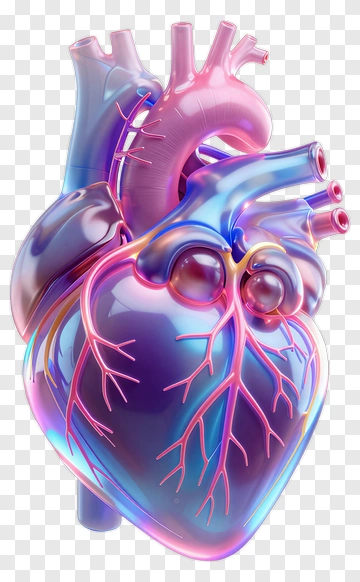 Iridescent Heart With Blood Vessels PNG