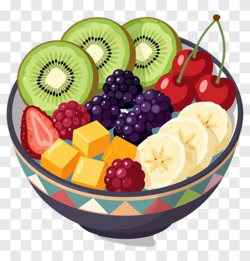Fruit Bowl With Kiwi Cherry And Banana PNG