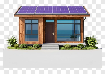 Modern Solar-Powered House With Wooden Design PNG