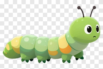 Cute Green Caterpillar PNG