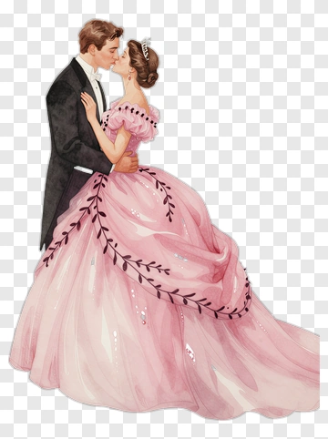 Romantic Couple In Wedding Attire PNG