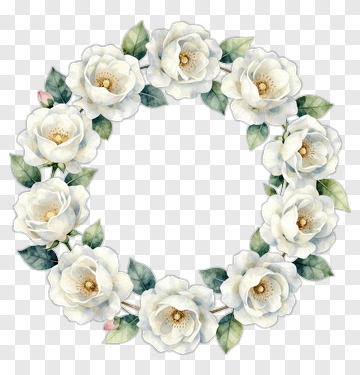 White Rose Flower Wreath PNG