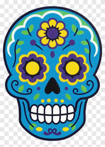 Decorative Skull With Floral Design PNG