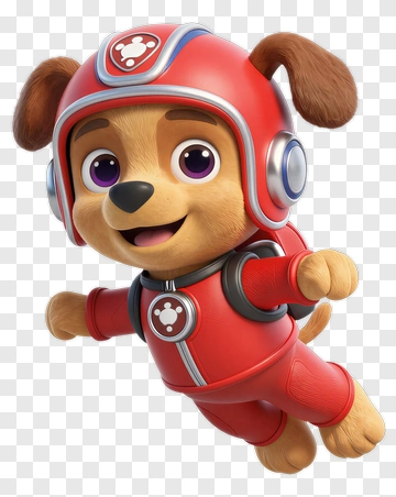 Cartoon Dog Rover Flying In Red Suit PNG