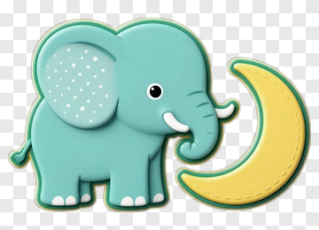 Cute Elephant Holding Moon PNG