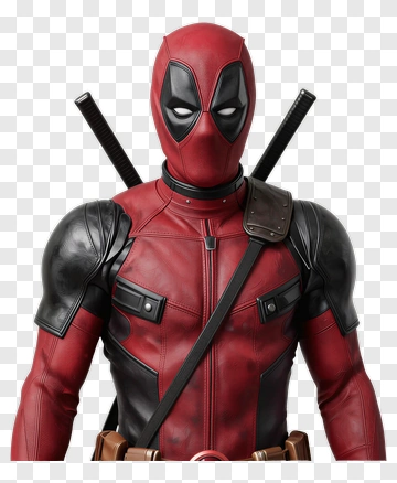 Deadpool In Red And Black Suit PNG