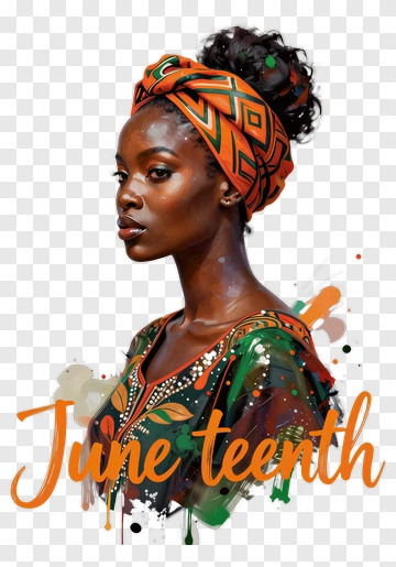June Teenth Woman Portrait PNG