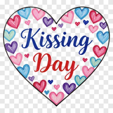 Heart With Kissing Day Text PNG
