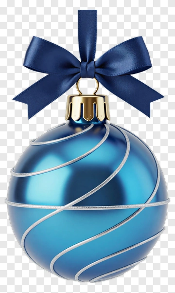 Blue Christmas Ornament With Ribbon PNG