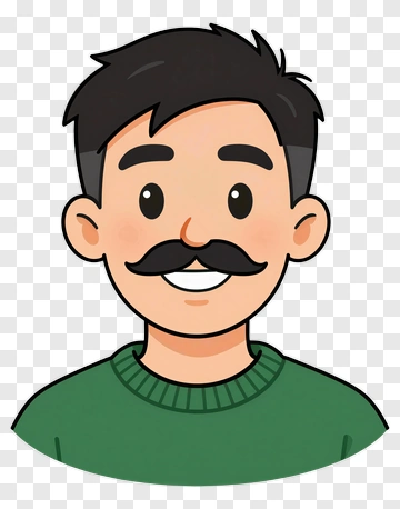 Man With Mustache In Green Sweater PNG