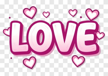 Pink Love Text With Hearts PNG
