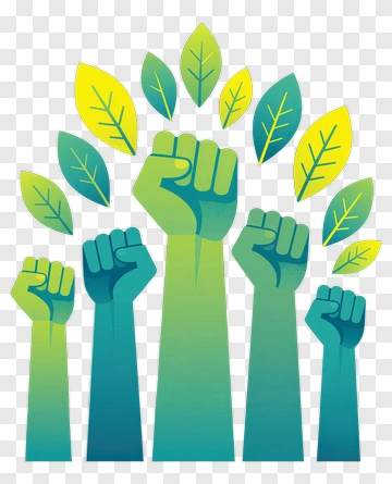 Raised Fists Growing Leaves PNG
