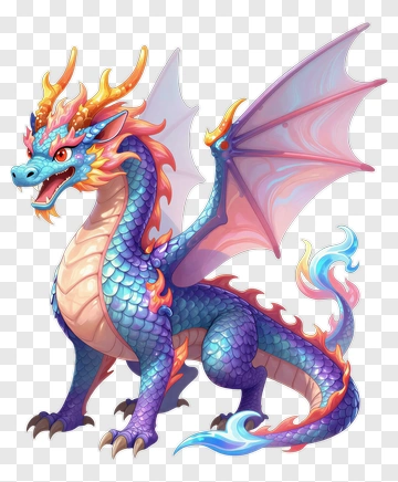 Colorful Mythical Dragon PNG