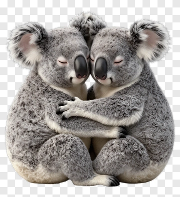 Two Koalas Hugging Sweetly PNG