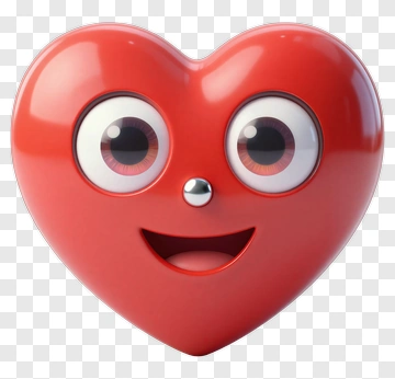 Red Heart Character With Big Eyes PNG