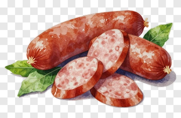 Sliced Sausage With Leaf PNG