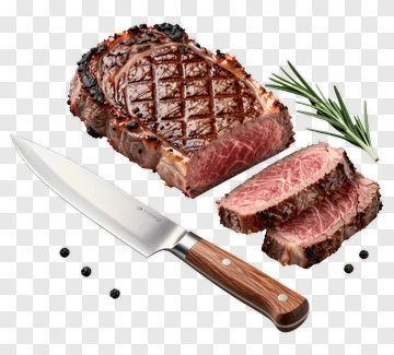 Grilled Steak With Knife And Rosemary PNG