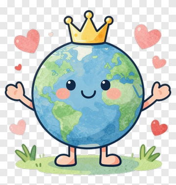 Cartoon Earth Wearing Crown PNG