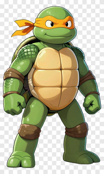 Orange Masked Turtle Character PNG