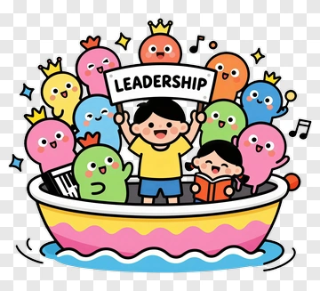 Child Leading Group With Leadership Sign PNG
