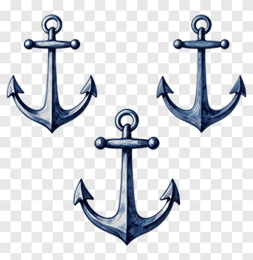 Three Blue Anchors PNG