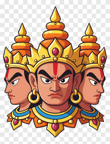 Three-Headed Hindu Deity PNG