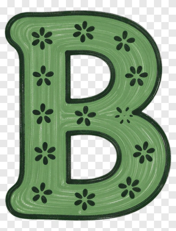 Green Letter B With Flower Pattern PNG