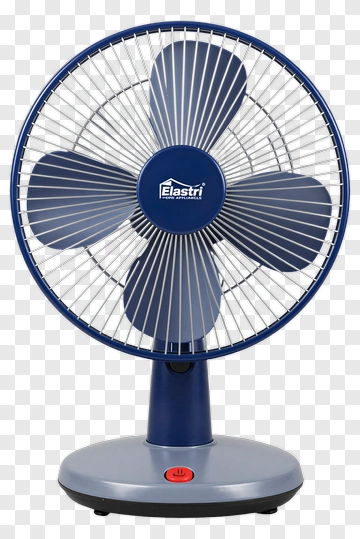 Blue Table Fan With Grill And Base PNG