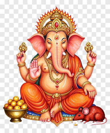 Ganesha With Mouse And Fruits PNG