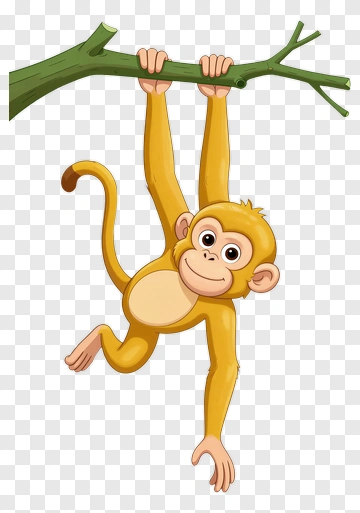 Cute Monkey Hanging From Branch PNG