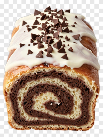 Chocolate Roll Pastry With White Icing PNG