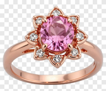 Pink Gemstone Ring With Diamonds PNG
