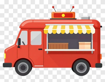 Red Food Truck With Yellow Awning PNG