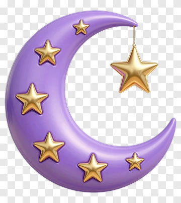 Purple Moon With Gold Stars PNG
