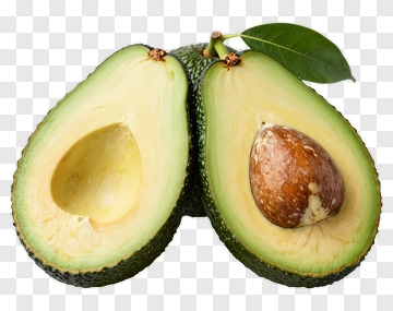 Sliced Avocado With Leaf And Pit PNG