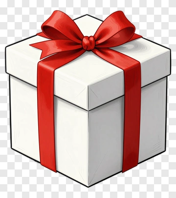 White Gift Box With Red Ribbon PNG