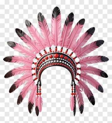 Pink And Black Feather Headdress PNG
