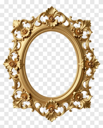 Gold Ornate Frame With Floral Design PNG