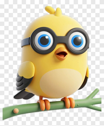 Yellow Chick With Glasses PNG