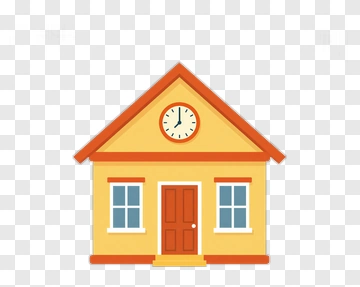 Yellow House With Clock On Roof PNG
