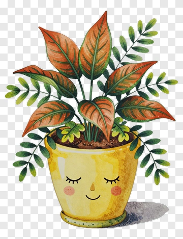 Cute Plant In Yellow Pot PNG