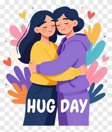 Two Women Hugging For Hug Day PNG