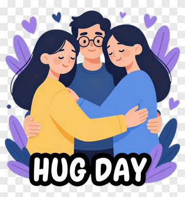 Hug Day Illustration With Three People PNG